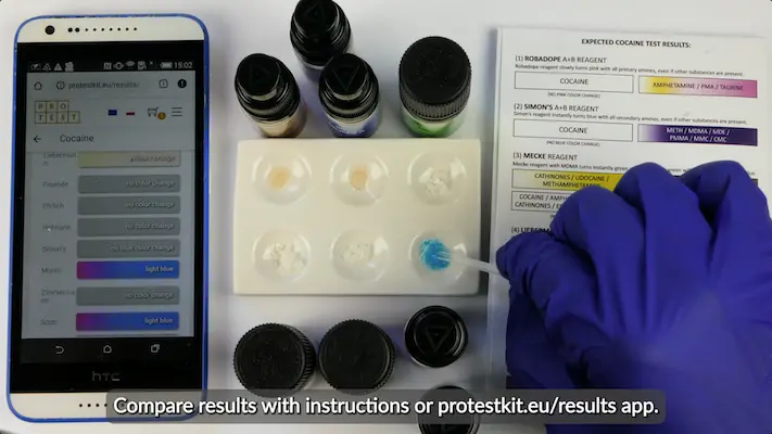 Ketamine test kit color change